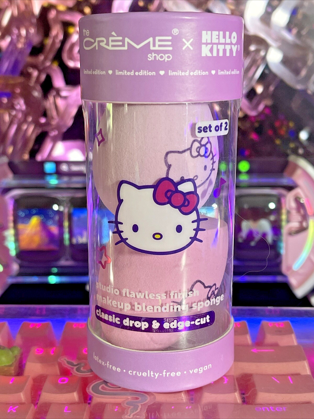 The Creme Shop x Sanrio Hello Kitty Makeup 2 Blender Sponges Drop Edge Cut LE